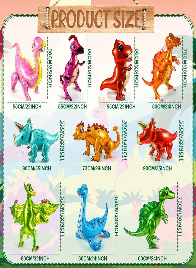 Motionchic 10 Pack Large Dinosaur Balloons for Birthday Party Decor 22-35 in Foil Giant 3D Self Standing Inflatable Blow up Dinosaur Balloons for Dino Jungle Theme Baby Shower Party Supplies - Image 2